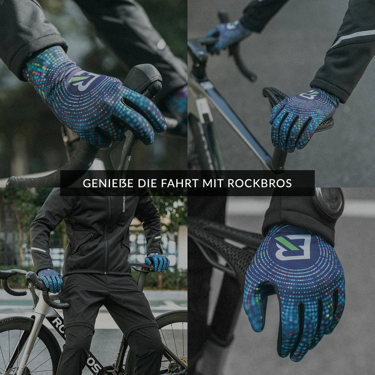 ROCKBROS Cykelhandsker efterår og vinter fuldfingerhandsker elastiske antidræbende