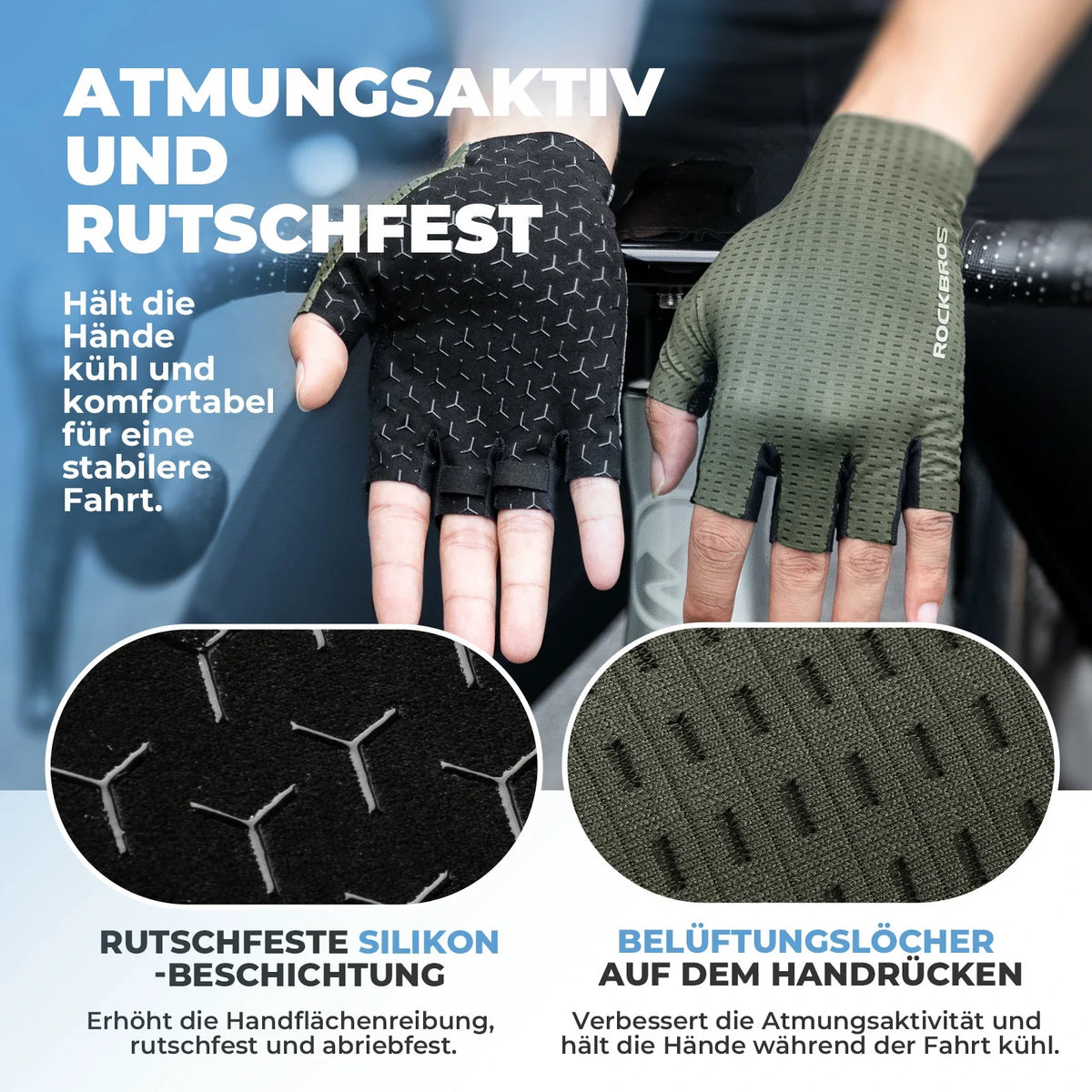 ROCKBROS Cykelhandsker Sommer, antidrøj og åndbar