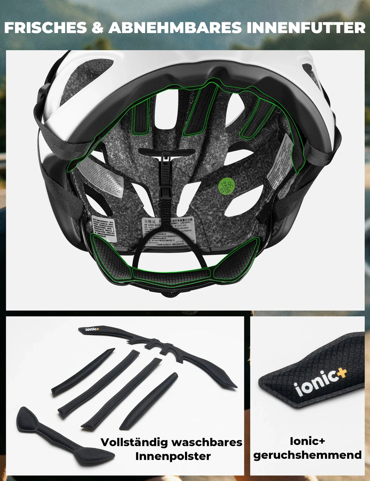ROCKBROS Cykelhjelm 58-62cm Letvægt 240g Antibakteriel