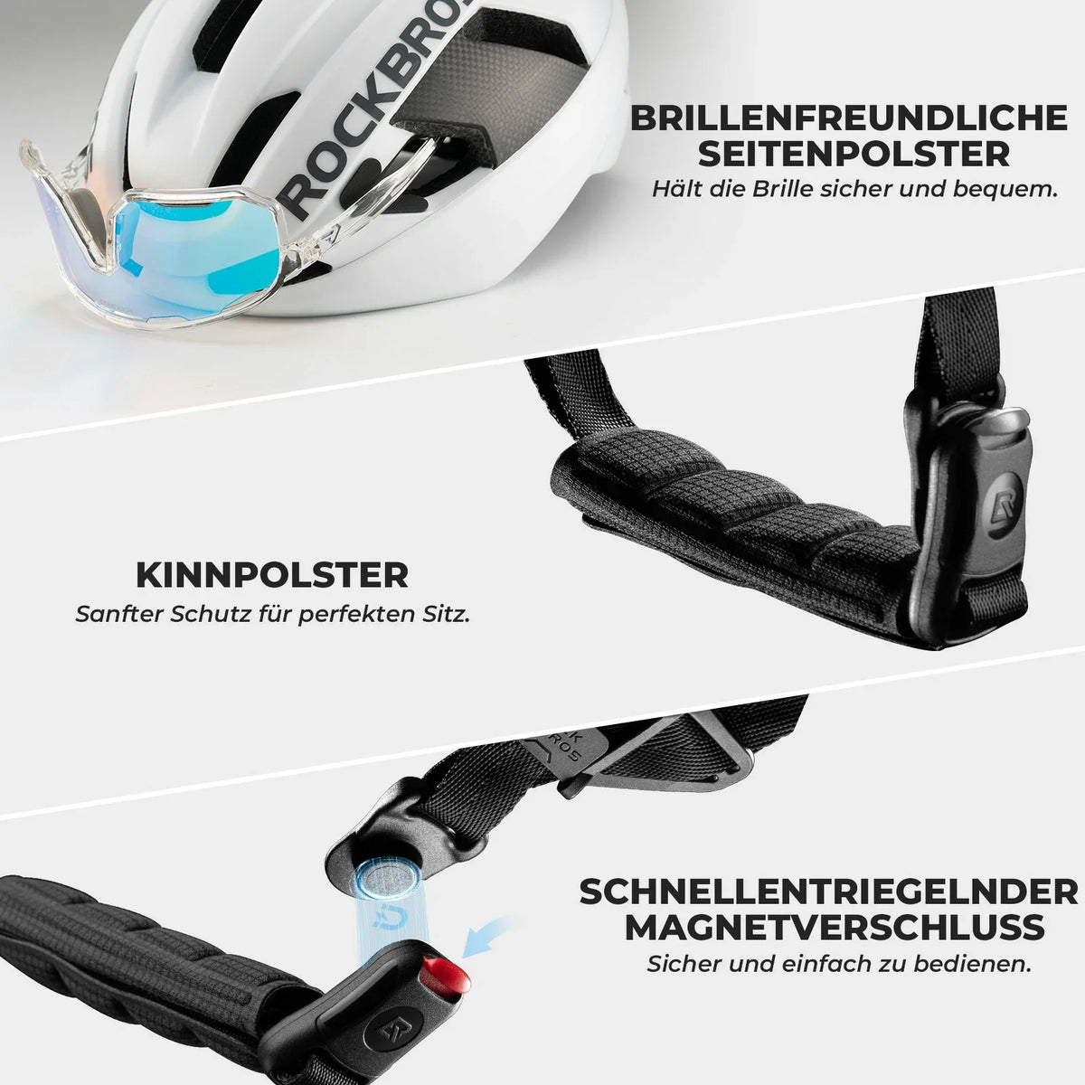 ROCKBROS cykelhjelm med magnetlås –54-60CM