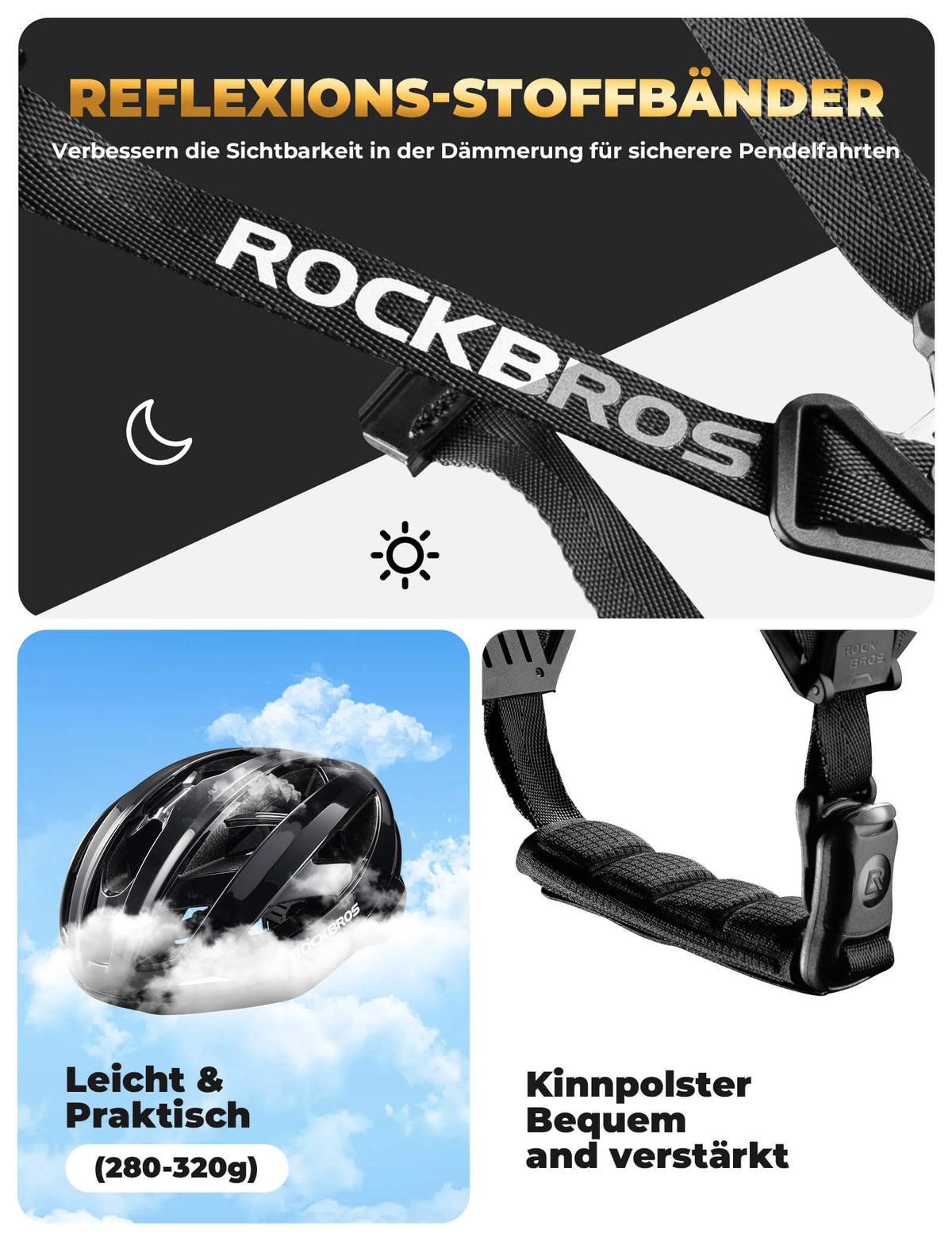 ROCKBROS Cykelhjelm med forstærkningsramme 58-62cm