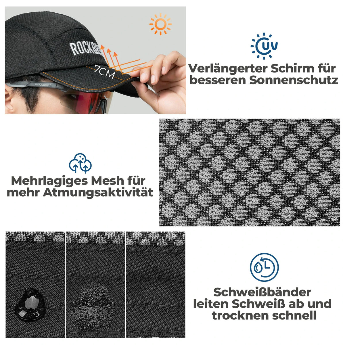 ROCKBROS cykelkappe hurtigtørrende Outdoor Sport Caps UV beskyttelse kappe