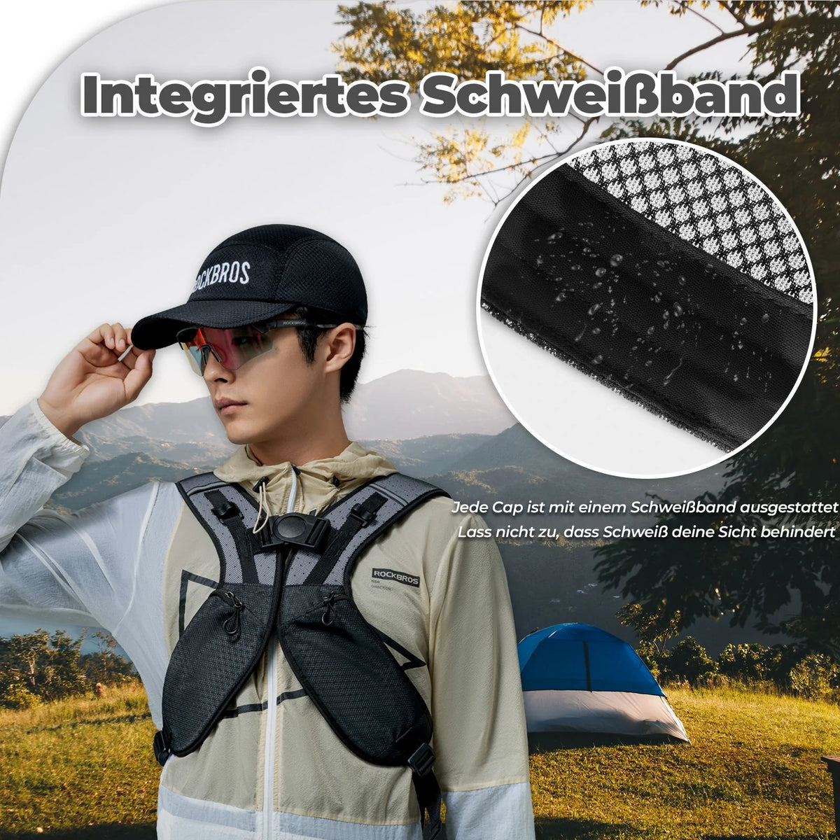 ROCKBROS cykelkappe hurtigtørrende Outdoor Sport Caps UV beskyttelse kappe