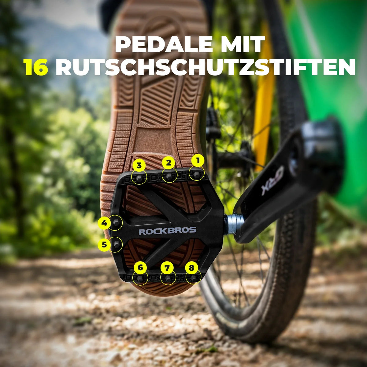 ROCKBROS Cykelpedaler i nylon med reflekser, skridsikre letvægts brede platform
