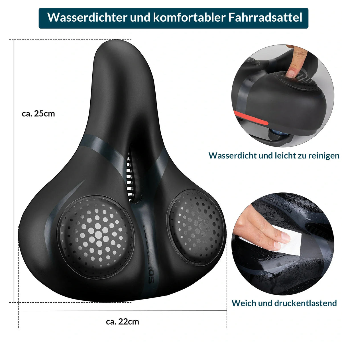 ROCKBROS Cykelsadel med memory foam, komfortabel & trykaflastende