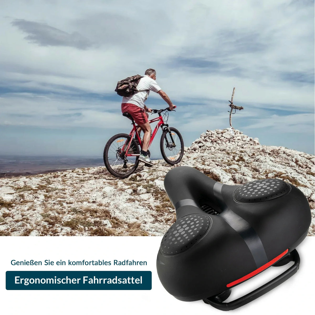 ROCKBROS Cykelsadel med memory foam, komfortabel & trykaflastende