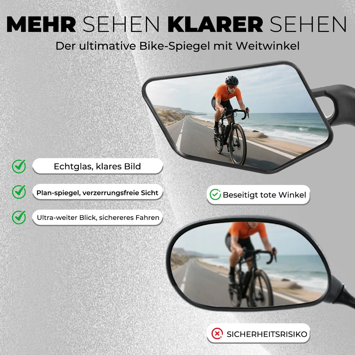 ROCKBROS Cykelspejl HD Sikker cykel bagudskuende spejl til styret