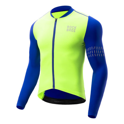 ROCKBROS Cykeltrøje Langærmet Herre Vinter Varm Fleece Cykeltrøje Åndbar Elastisk Med 3 Lommer og Reflekterende