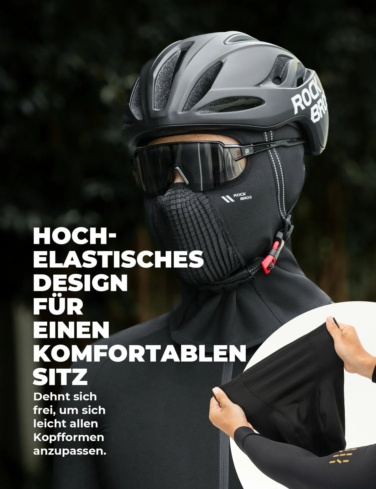 ROCKBROS Fleece-Vinterstormhætte Åndbar Balaclava Skimaske