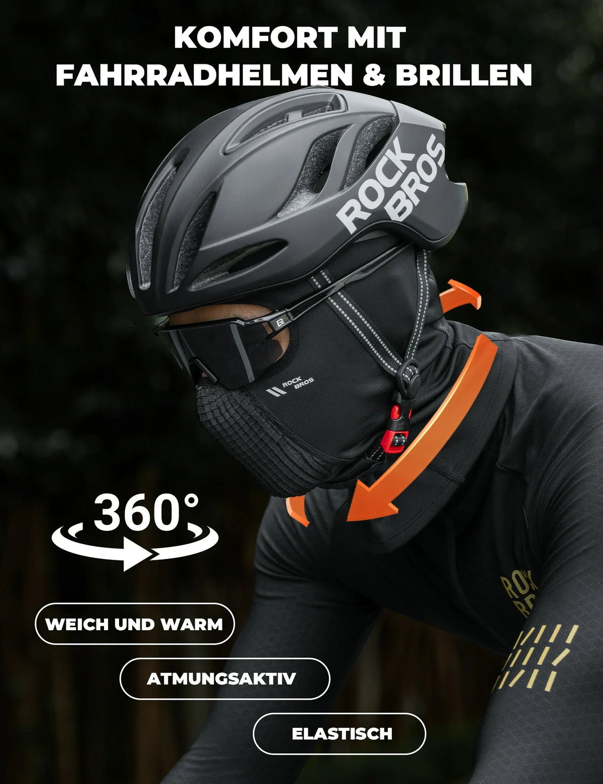 ROCKBROS Fleece-Vinterstormhætte Åndbar Balaclava Skimaske