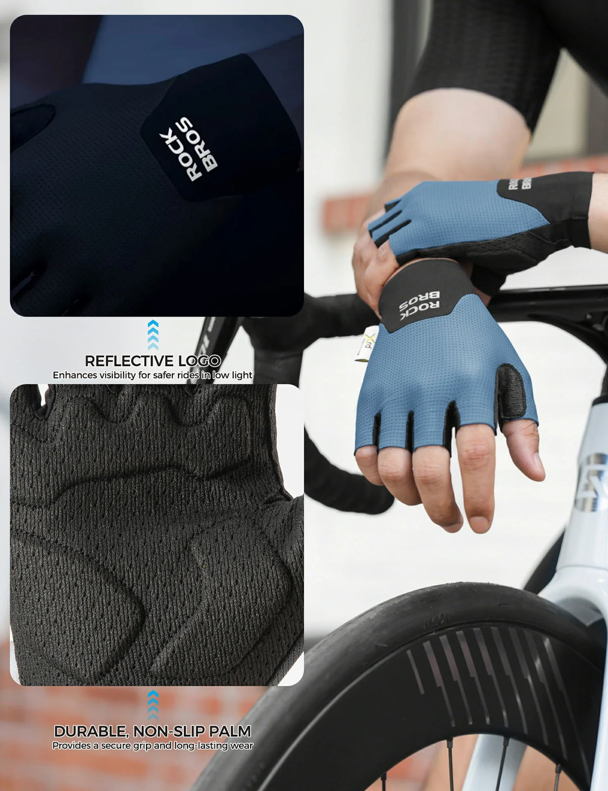 ROCKBROS Halvfinger cykelhandsker med PORON XRD polstring