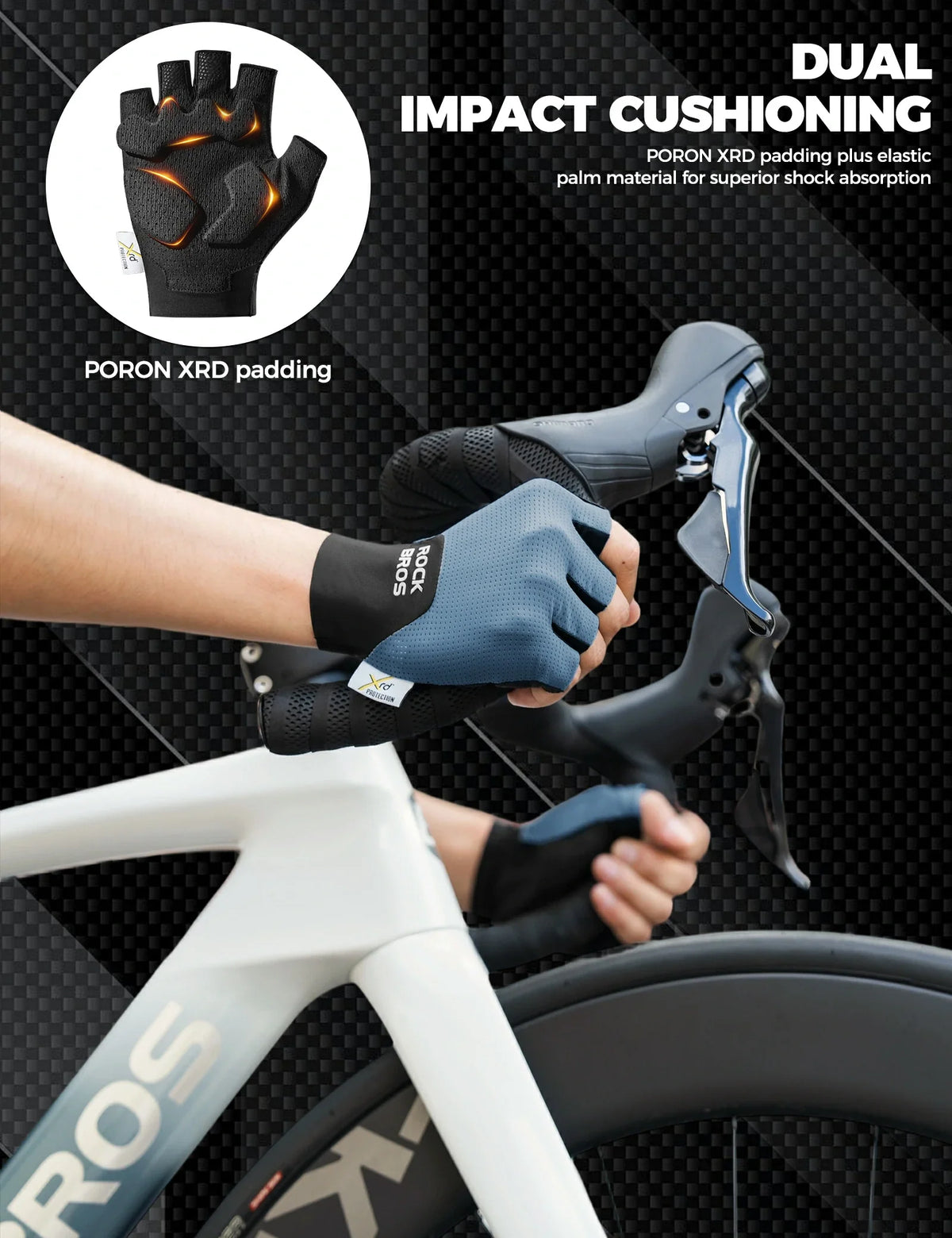 ROCKBROS Halvfinger cykelhandsker med PORON XRD polstring