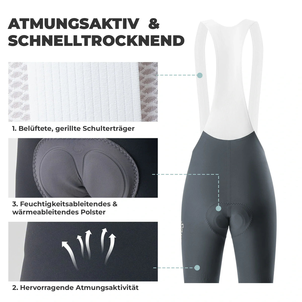 ROCKBROS Herre cykelbukser med seler Polstret, Cykelshorts, Åndbare hurtigtørrende
