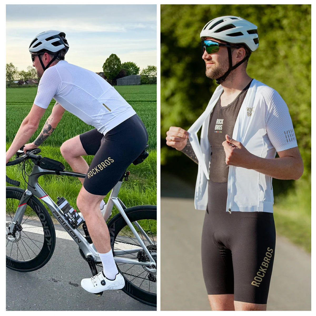 ROCKBROS Herre cykelbukser med seler Polstret, Cykelshorts, Åndbare hurtigtørrende