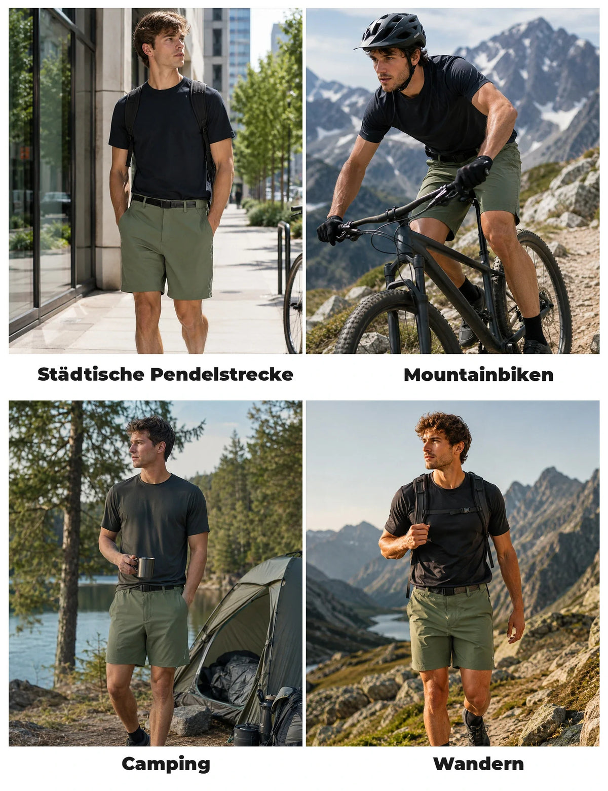 ROCKBROS Herre Sommer Shorts Army Grøn