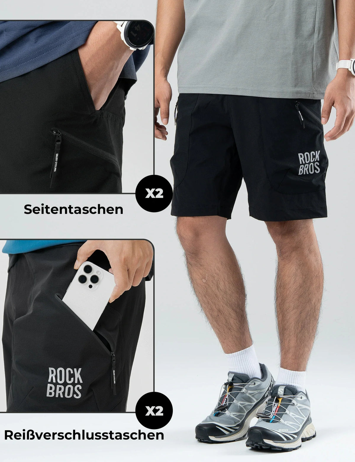 ROCKBROS Herre Sport Shorts Cykelshorts - Magnetisk taljelukning, 4-lommer-design