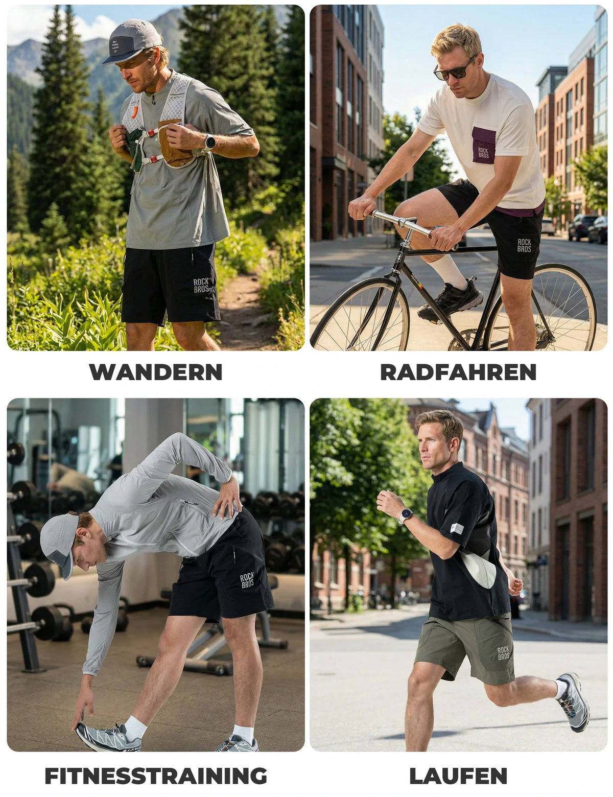ROCKBROS Herre Sport Shorts Cykelshorts - Magnetisk taljelukning, 4-lommer-design