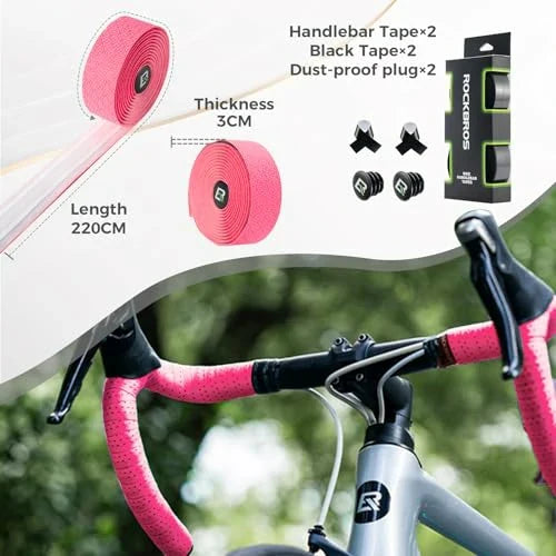 ROCKBROS Styrbånd racercykel, 2 ruller racercykel styrbånd, super langt 220cm og tykkelse 3mm