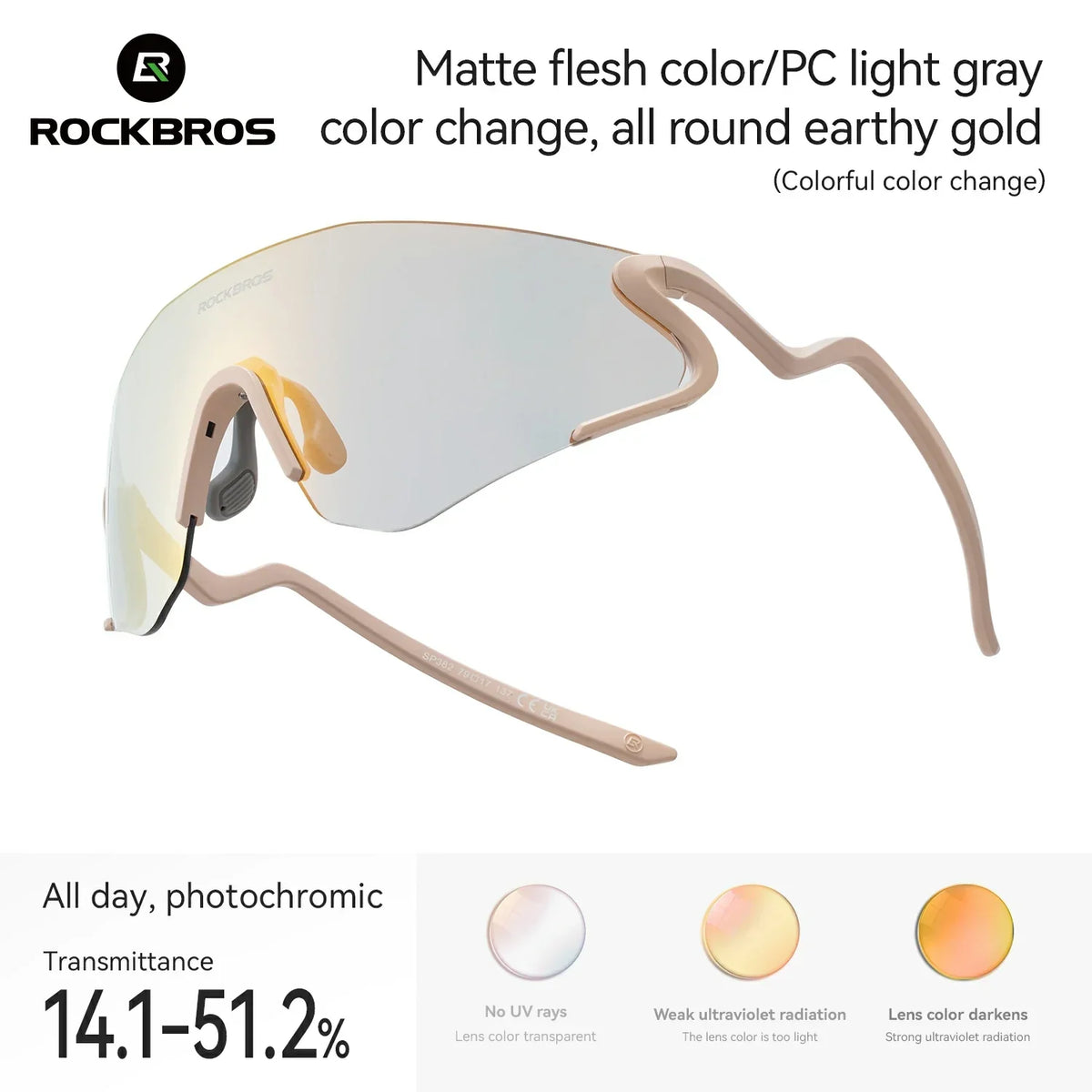 ROCKBROS Fotokrom Cykelbrille med UV400 Beskyttelse