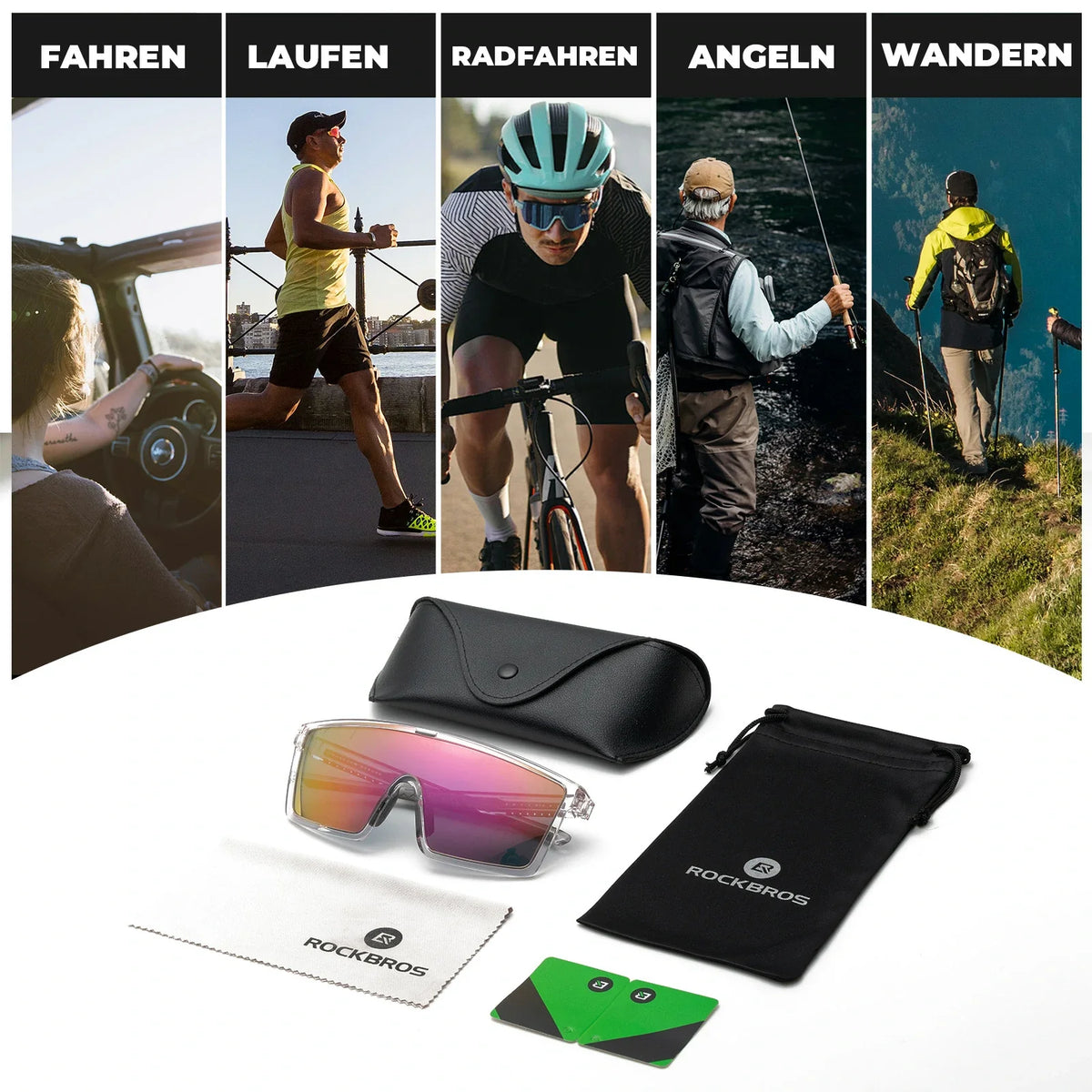 ROCKBROS Polariseret cykelbrille, UV400 med TR90 stel