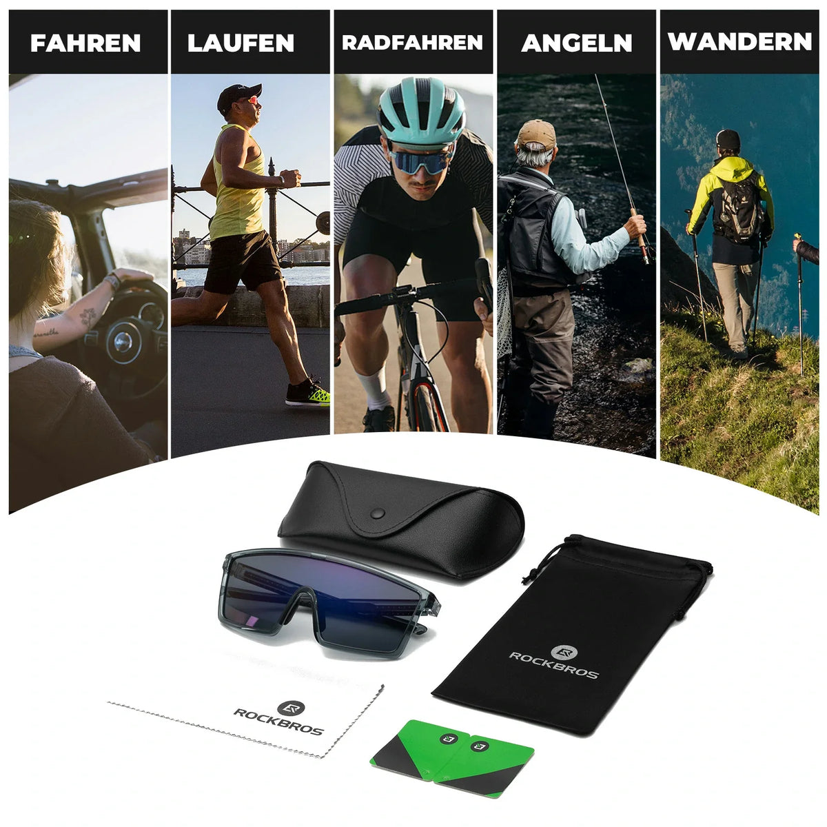 ROCKBROS Polariseret cykelbrille, UV400 med TR90 stel