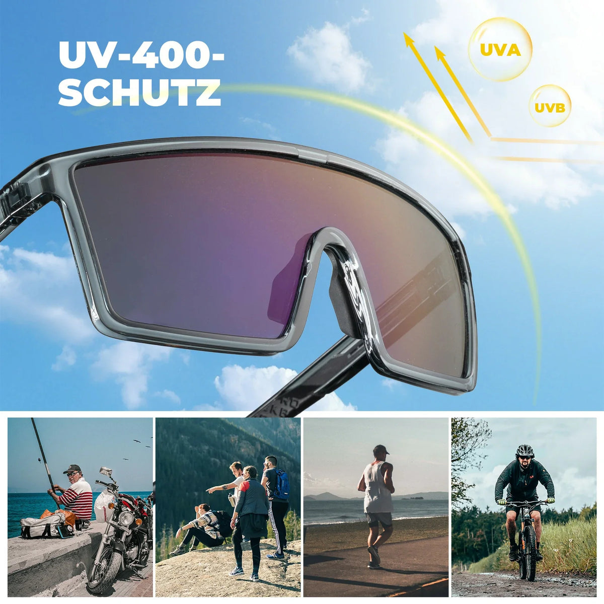 ROCKBROS Polariseret cykelbrille, UV400 med TR90 stel