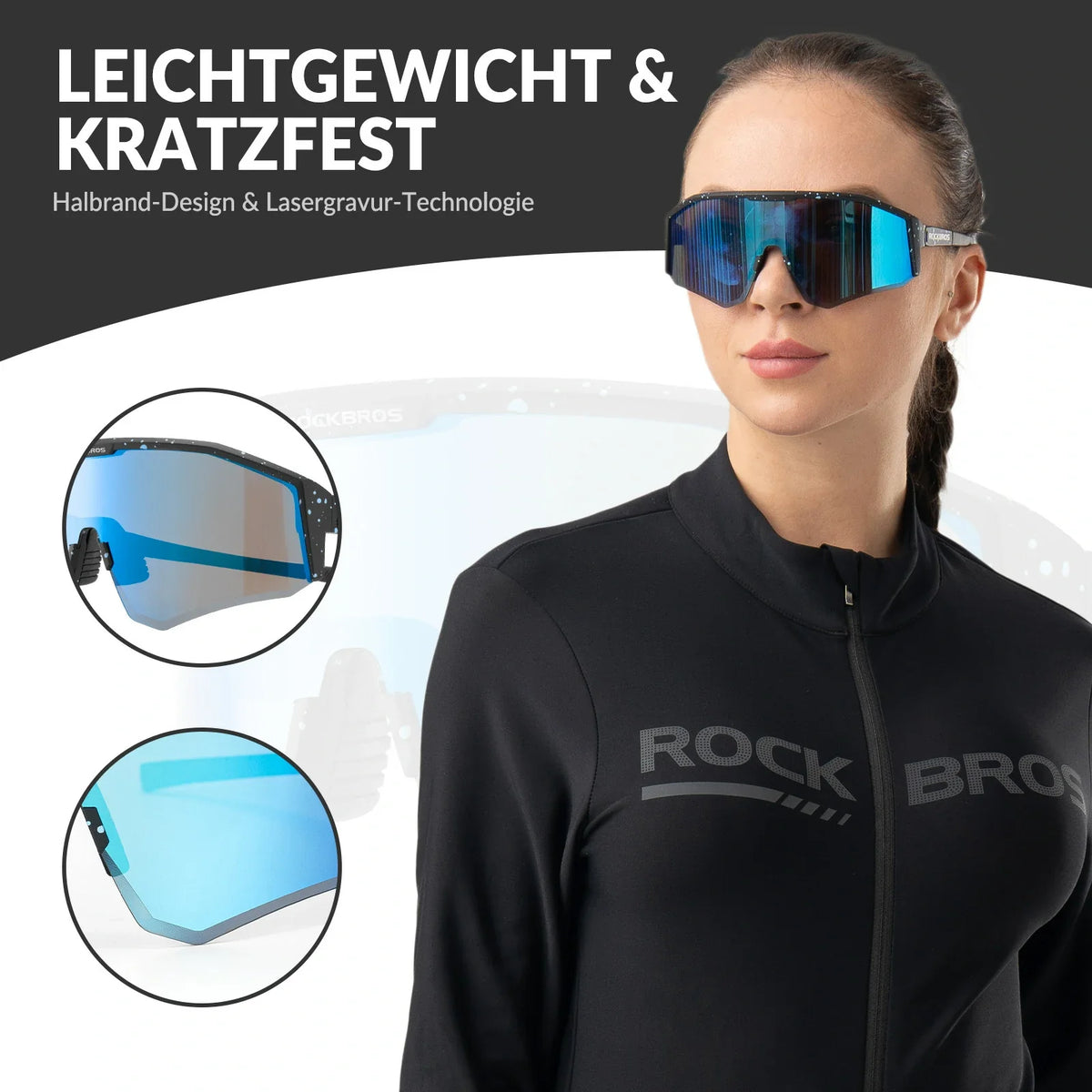 ROCKBROS Polariseret cykelbrille med justerbare stænger