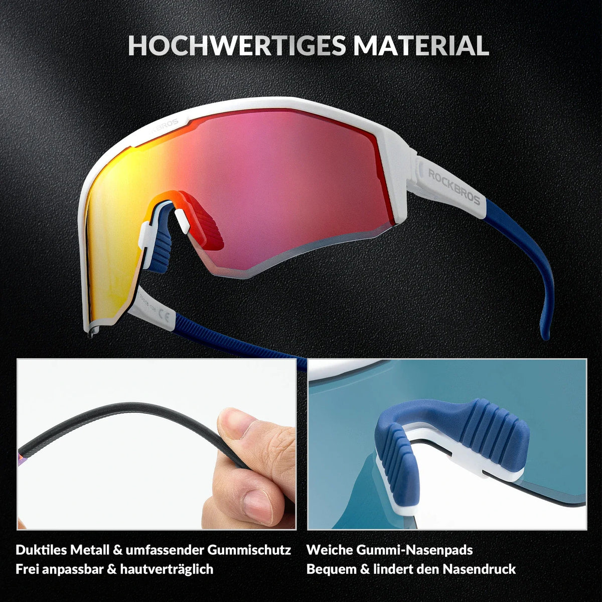ROCKBROS Polariseret cykelbrille med justerbare stænger