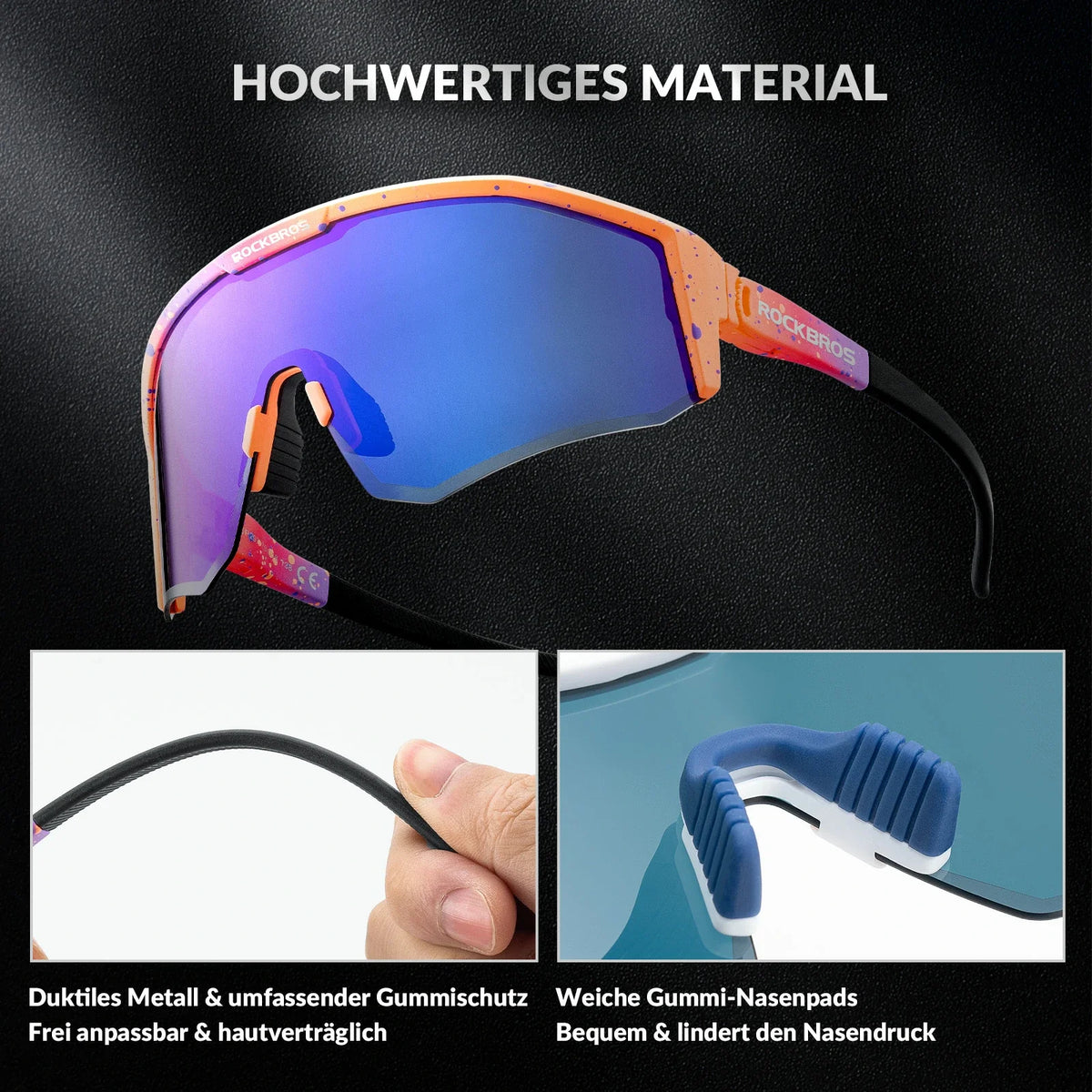 ROCKBROS Polariseret cykelbrille med justerbare stænger