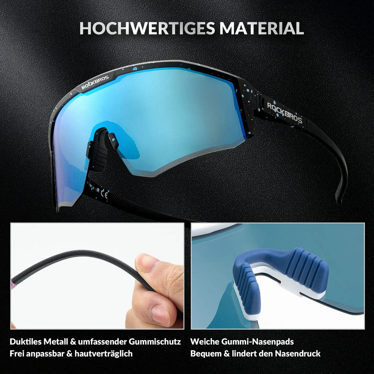 ROCKBROS Polariseret cykelbrille med justerbare stænger