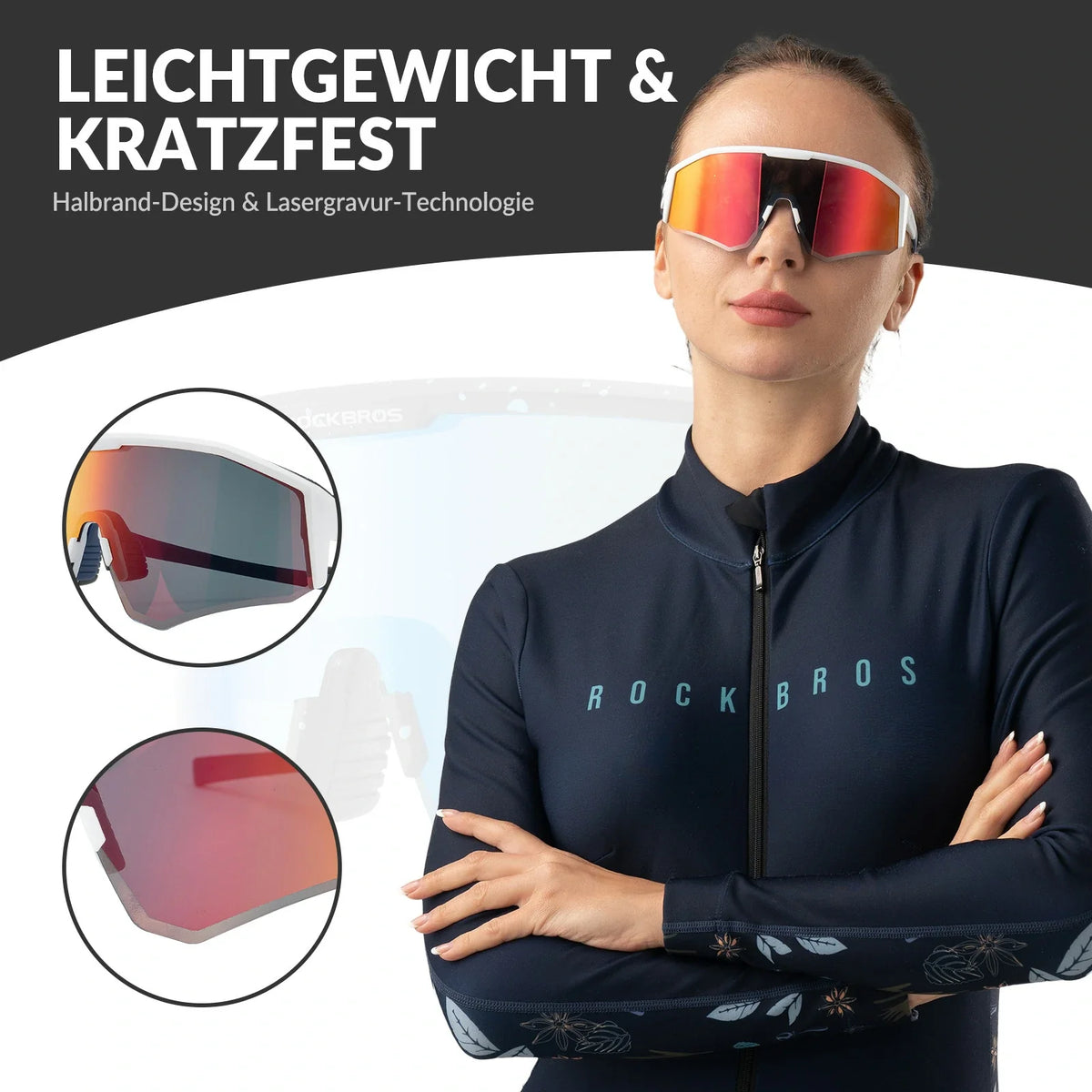 ROCKBROS Polariseret cykelbrille med justerbare stænger