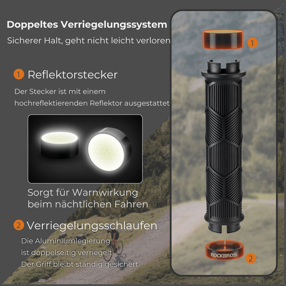 ROCKBROS Cykel styrbånd dobbelt lås til 22,2mm styr