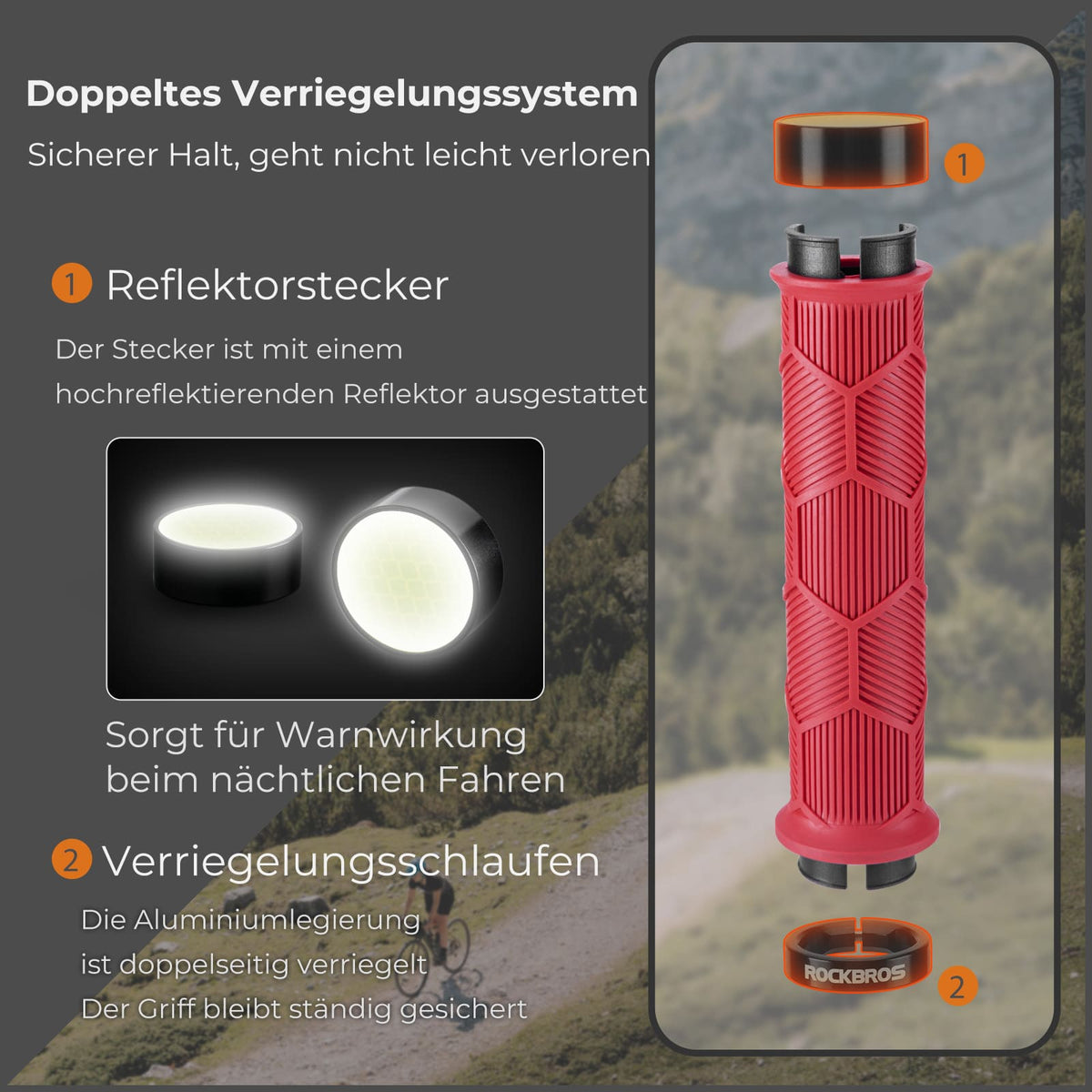 ROCKBROS Cykel styrbånd dobbelt lås til 22,2mm styr