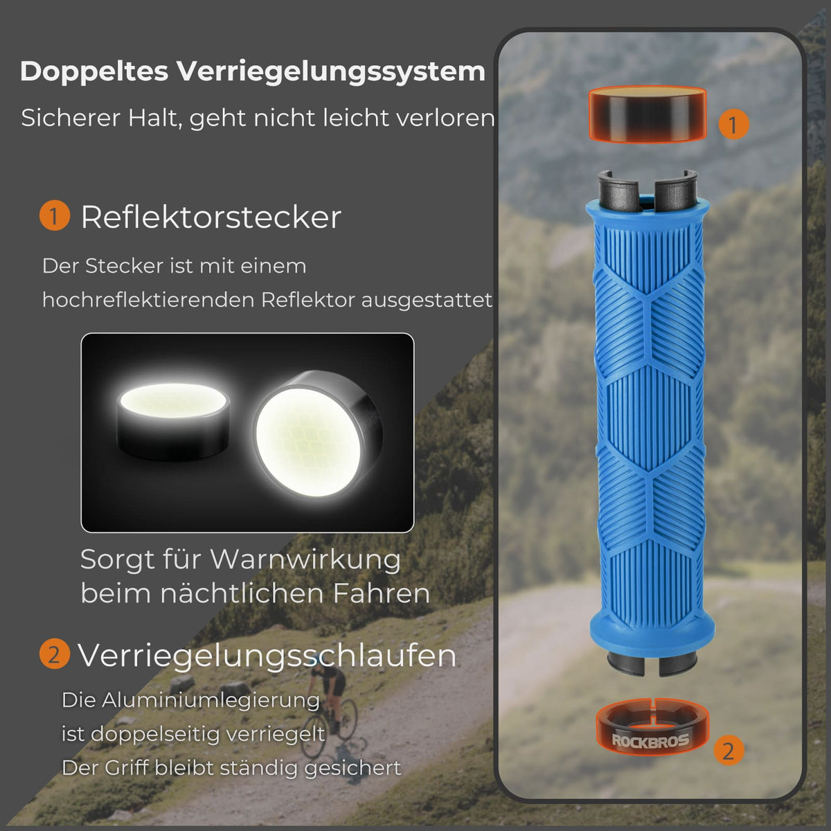 ROCKBROS Cykel styrbånd dobbelt lås til 22,2mm styr