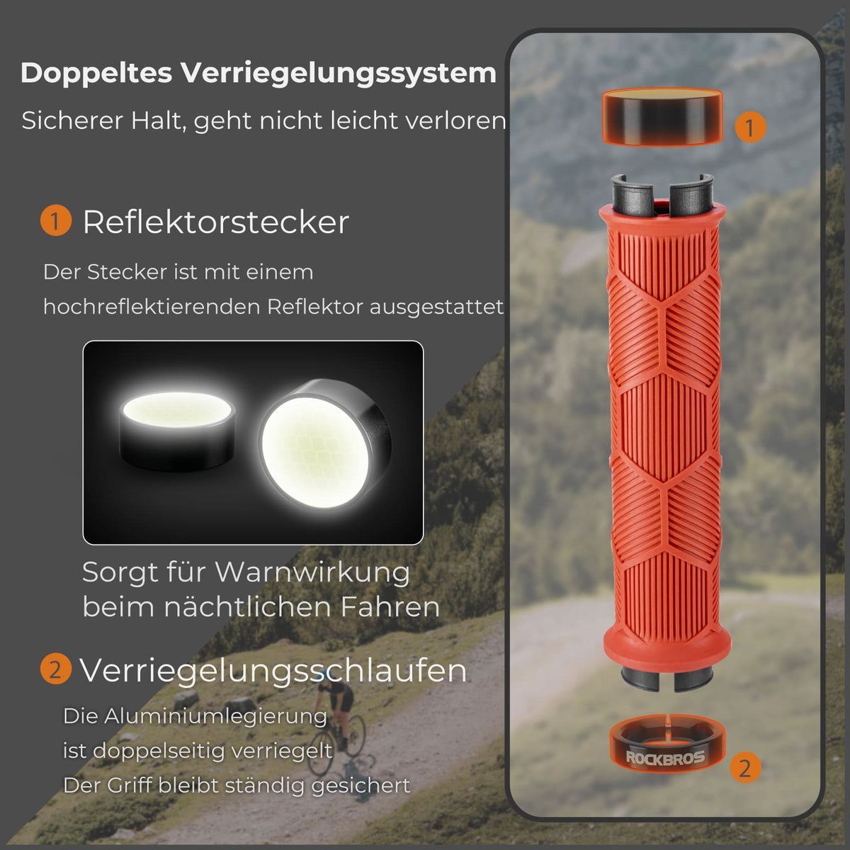 ROCKBROS Cykel styrbånd dobbelt lås til 22,2mm styr
