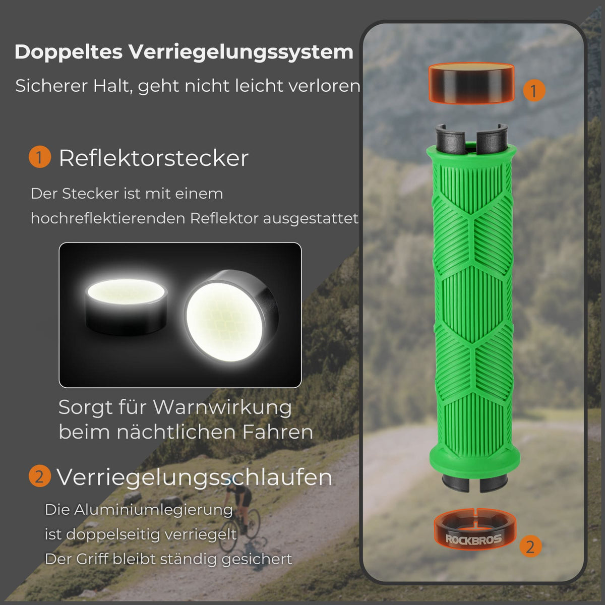 ROCKBROS Cykel styrbånd dobbelt lås til 22,2mm styr