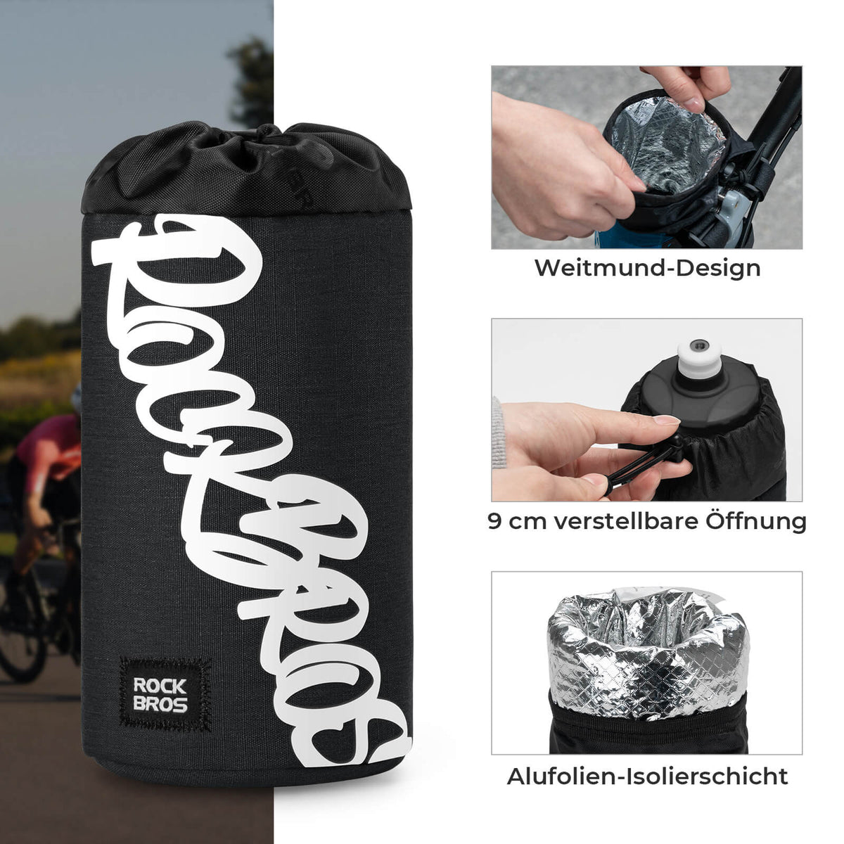 ROCKBROS Cykel Styrtaske Mini 1L til Drikkeflasker Ø9 cm