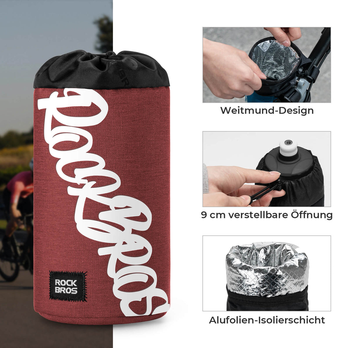 ROCKBROS Cykel Styrtaske Mini 1L til Drikkeflasker Ø9 cm