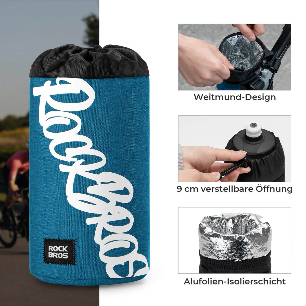 ROCKBROS Cykel Styrtaske Mini 1L til Drikkeflasker Ø9 cm
