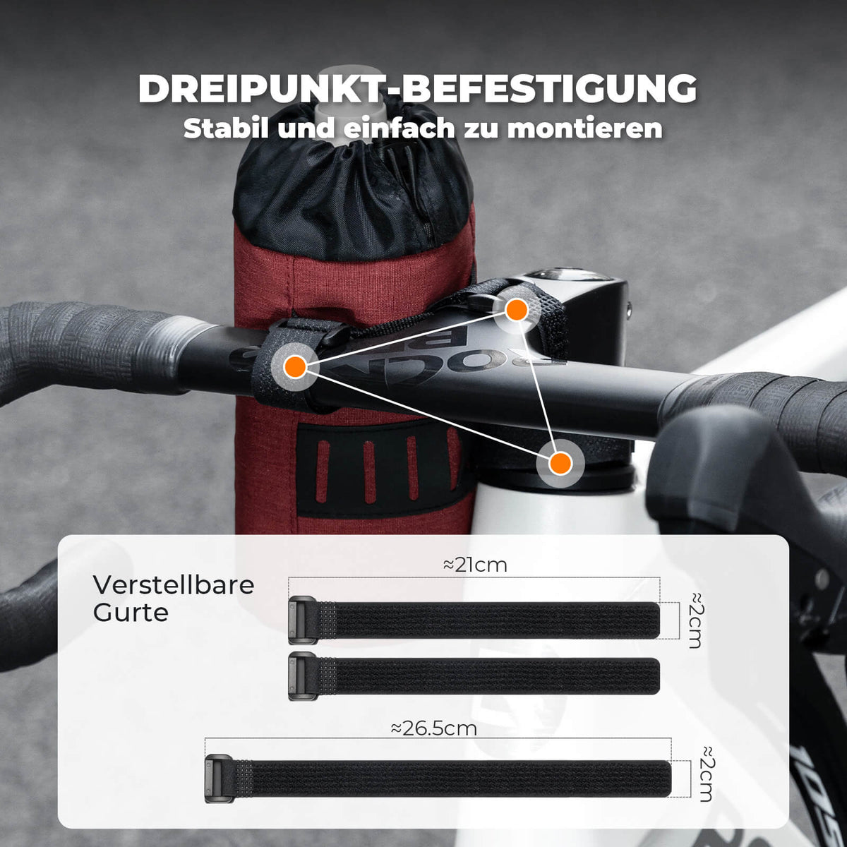 ROCKBROS Cykel Styrtaske Mini 1L til Drikkeflasker Ø9 cm