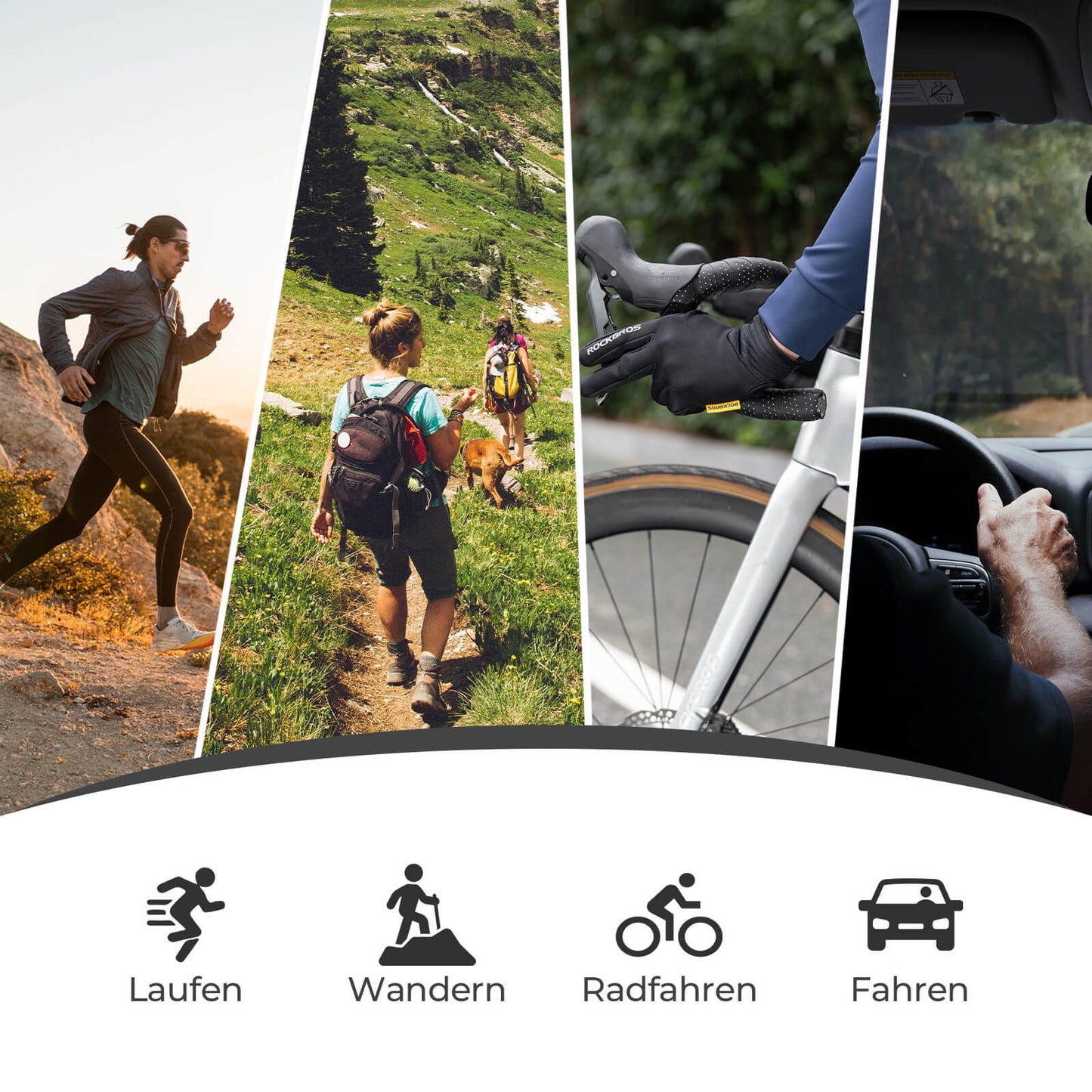 ROCKBROS touchscreen-kompatible cykelhandsker med SBR-polstring