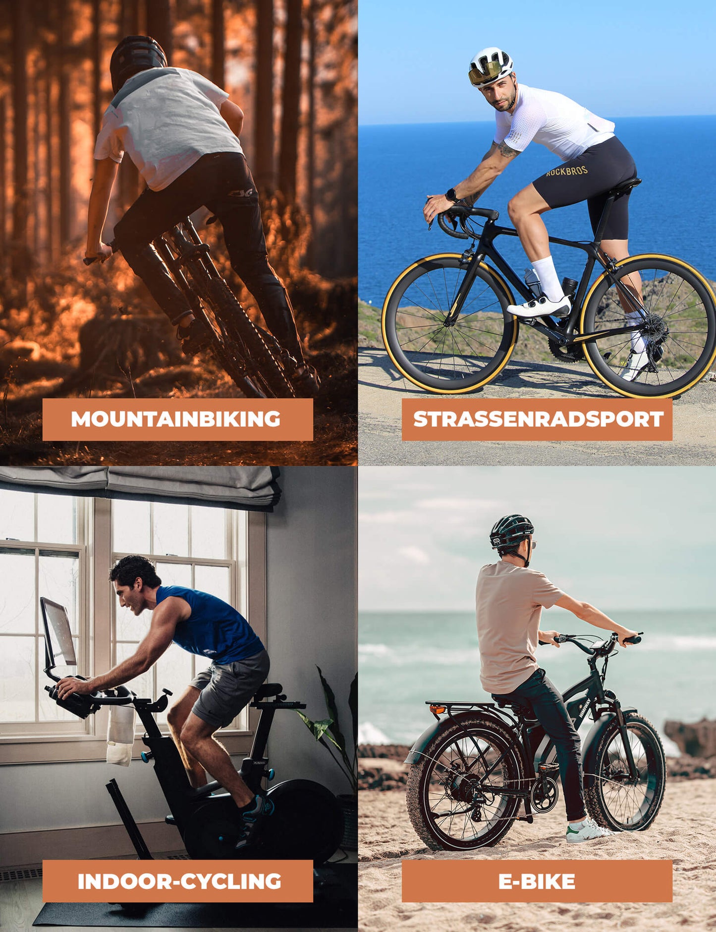 Cykelbukser, lange cykelbukser, polstrede, åndbare, herre, ROCKBROS