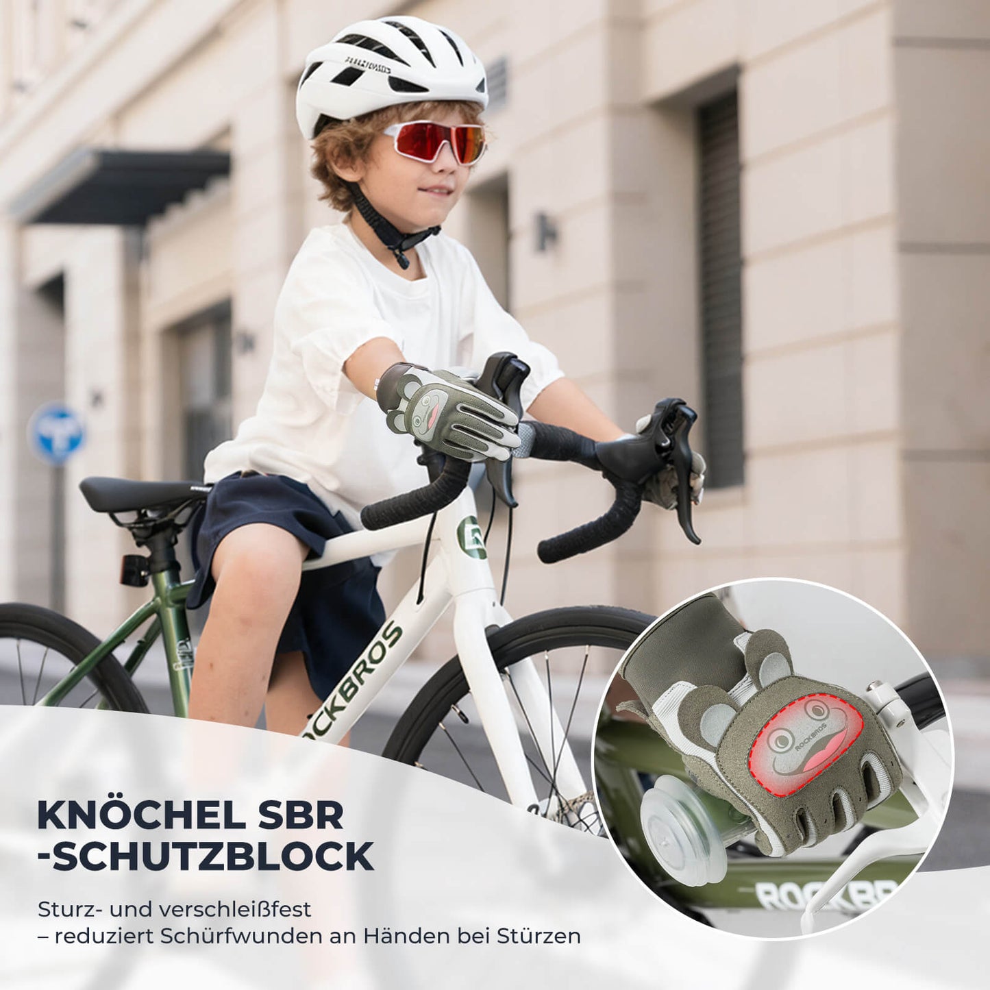 Børnecykelhandsker, åndbare og skridsikre med SBR-beskyttelse, ROCKBROS