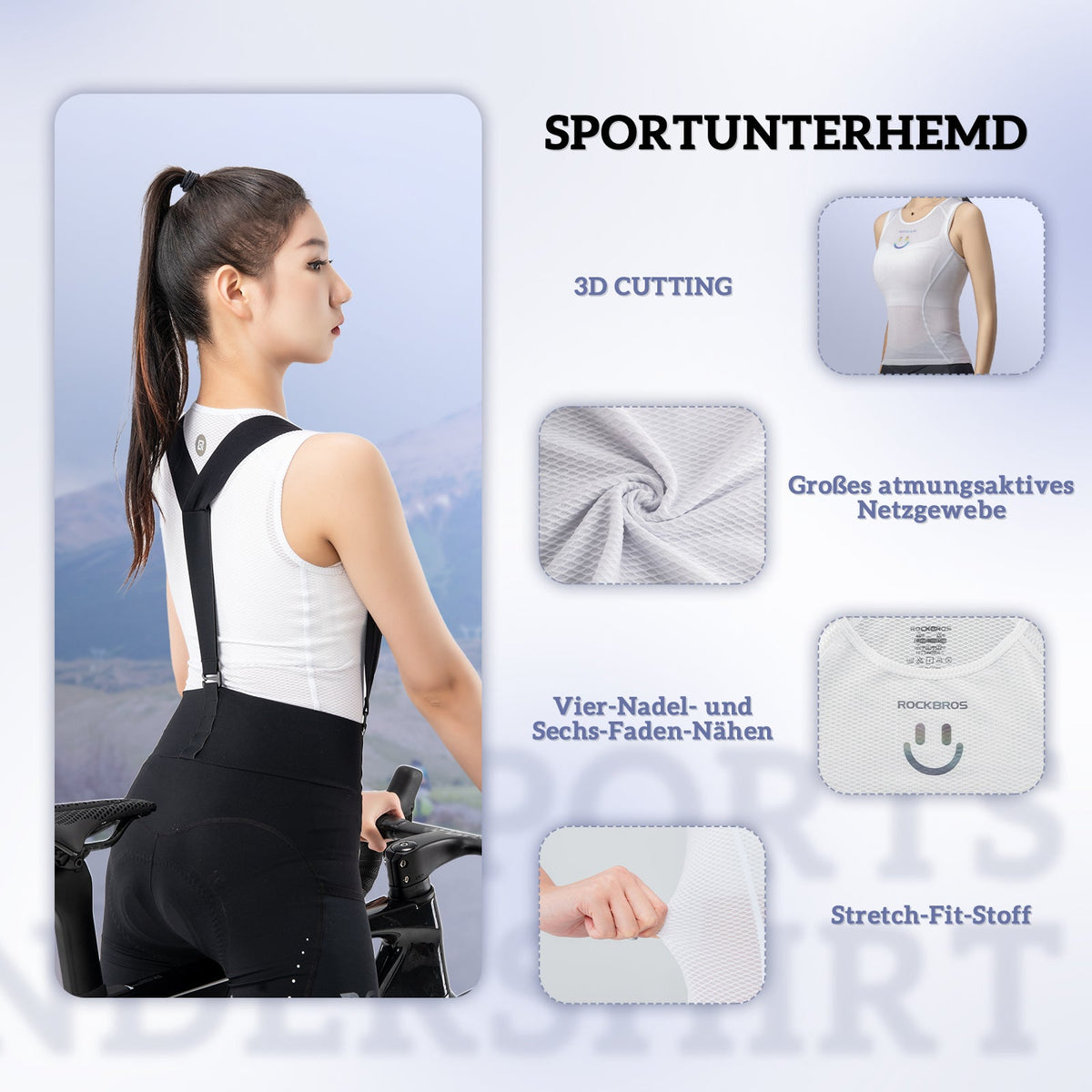 ROCKBROS Dame Sporttop Åndbart baselayer Undertrøje til cykling