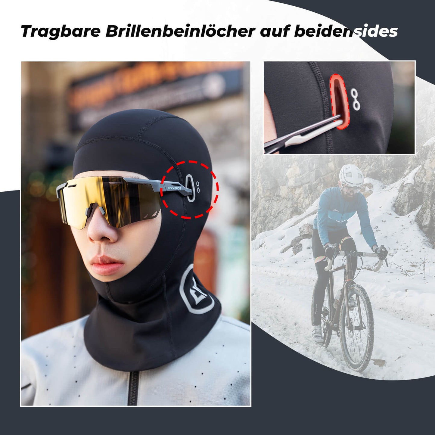Motorcykelhjelmhætte Åndbar Balaklava til Cykling og Skiløb Unisex ROCKBROS