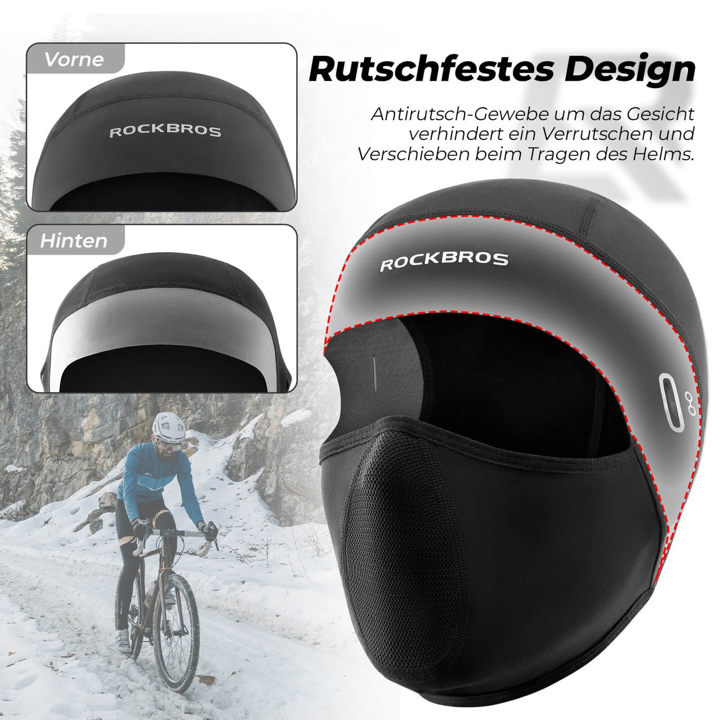 Elefanthue i fleece til underhjelmen, cykling og skiløb. ROCKBROS