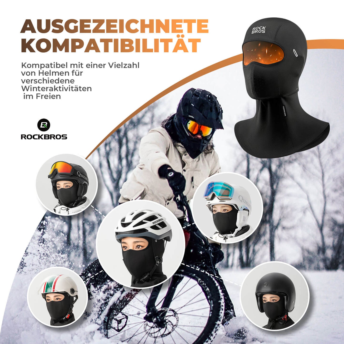 Elefanthue, vindtæt ansigtsbeskyttelse til cykling, unisex, ROCKBROS