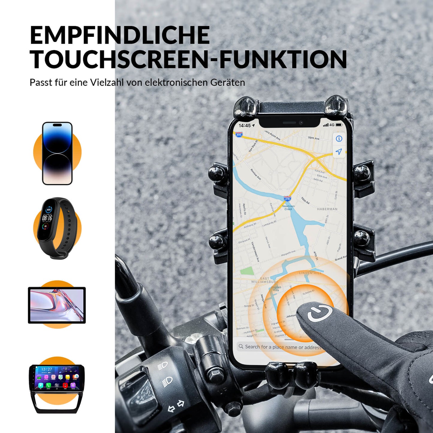 Vintercykelhandsker med gelpolstring, kompatibel med touchscreen, ROCKBROS