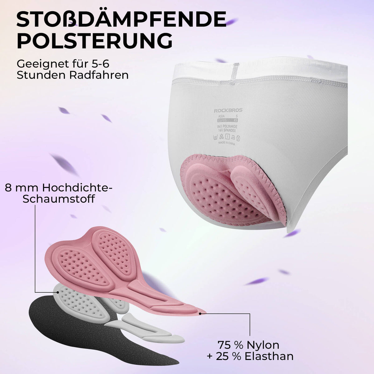 ROCKBROS Dame-cykelundertøj Åndbar 4D Polstret Cykelshorts Elastisk
