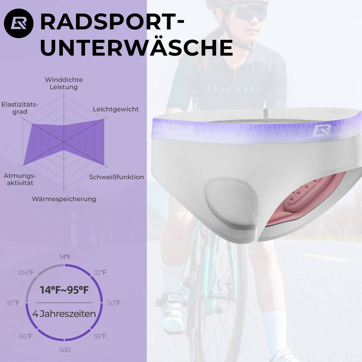 ROCKBROS Dame-cykelundertøj Åndbar 4D Polstret Cykelshorts Elastisk